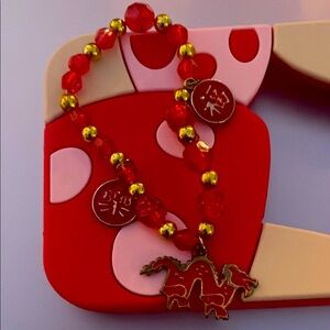 Kids Red and Gold Beaded Bracelet